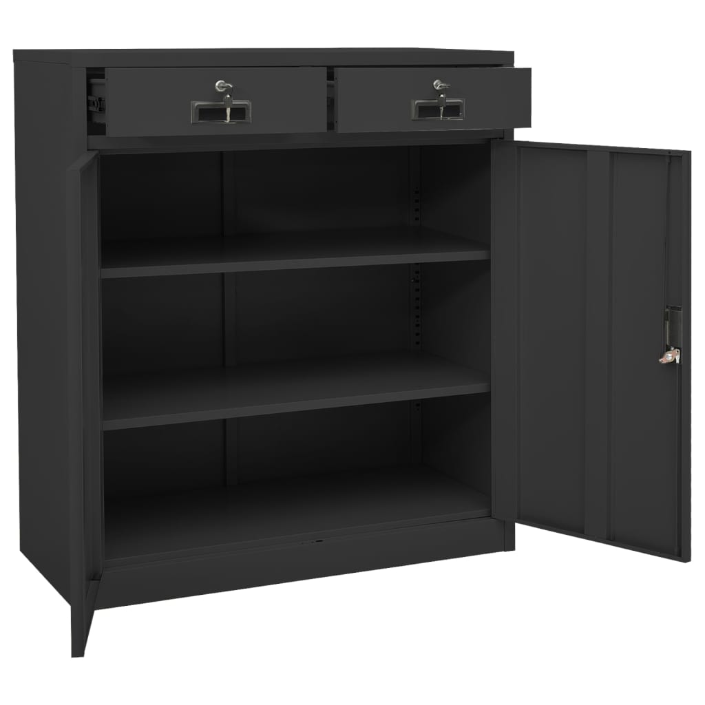 Armoire de bureau Anthracite 90x40x102 cm Acier - XIOS