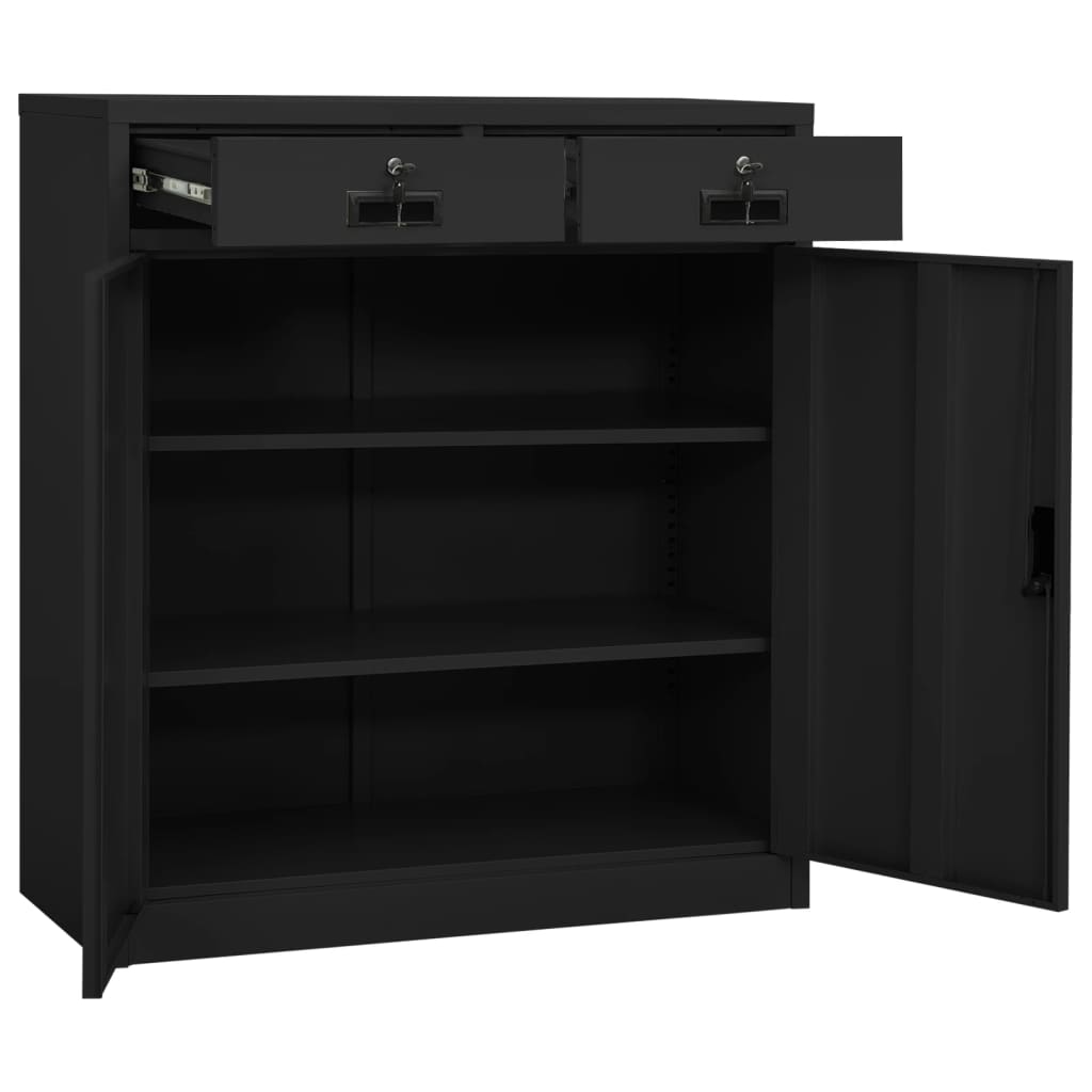 Armoire de bureau Anthracite 90x40x102 cm Acier - XIOS