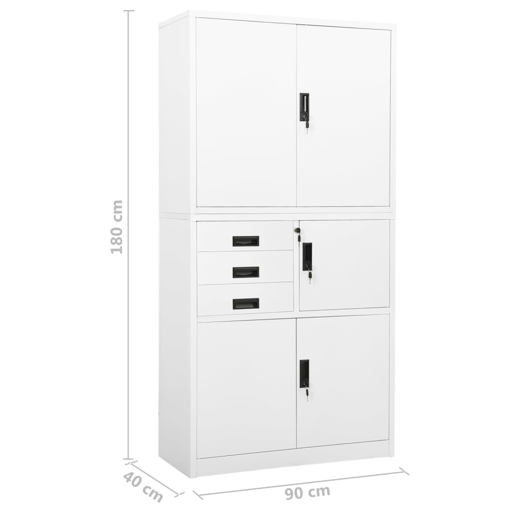 Armoire de bureau Blanc 90x40x180 cm Acier - XIOS