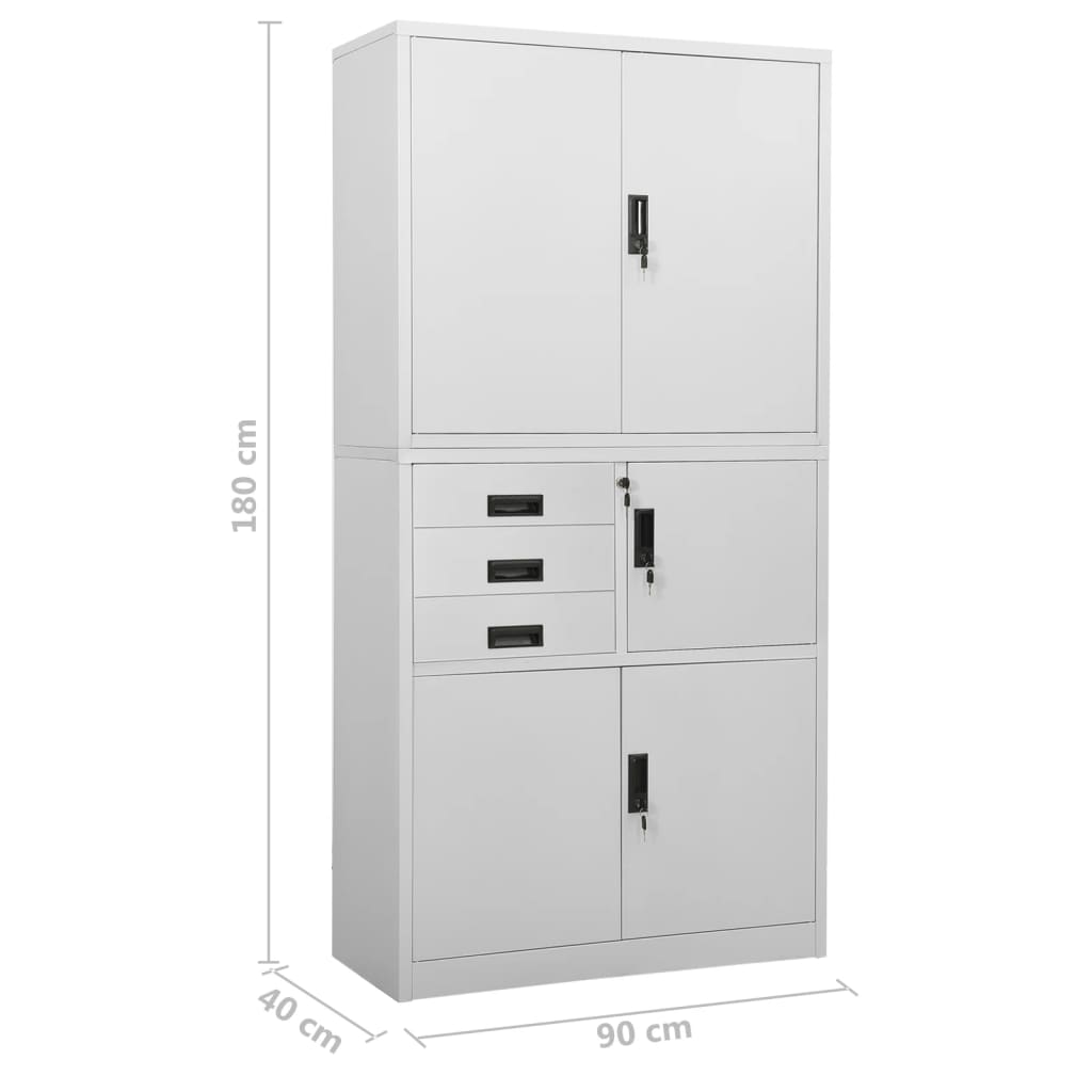Armoire de bureau Gris clair 90x40x180 cm Acier - XIOS