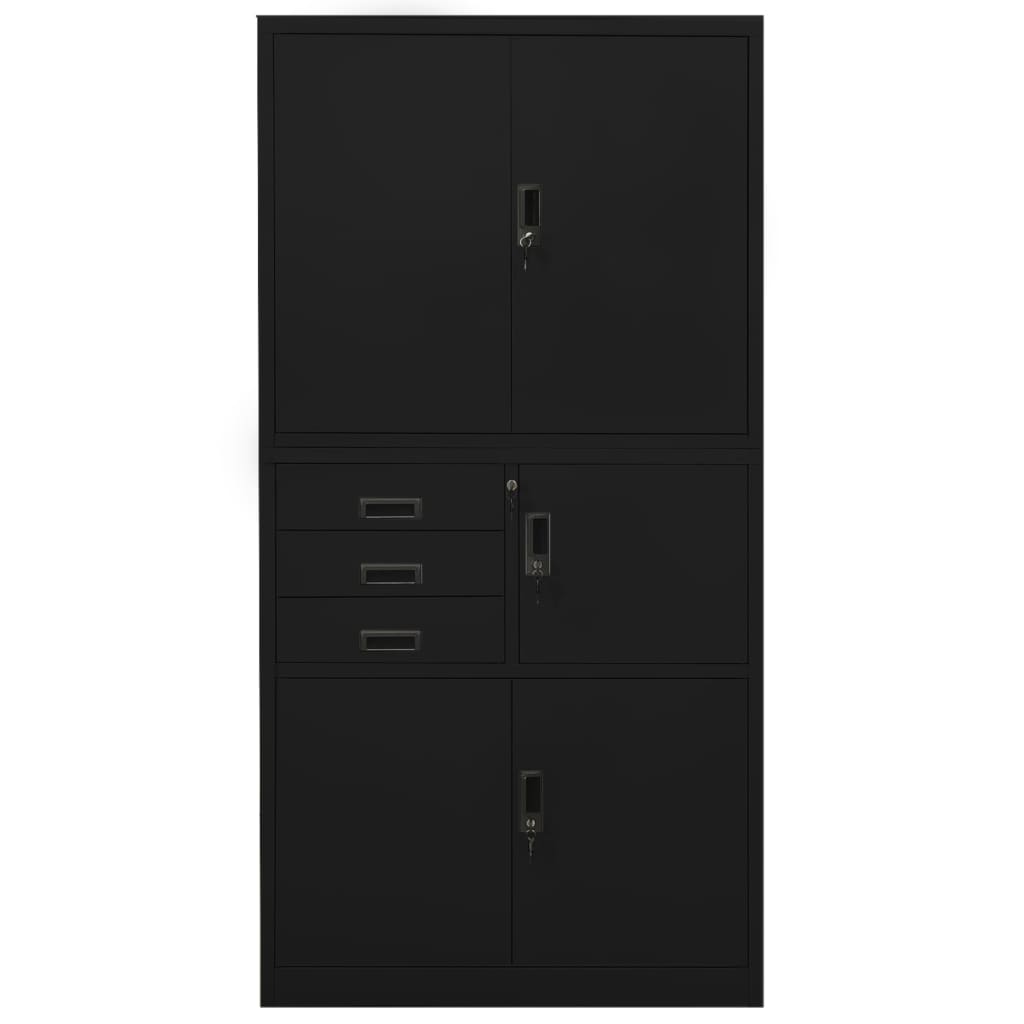 Armoire de bureau Noir 90x40x180 cm Acier - XIOS