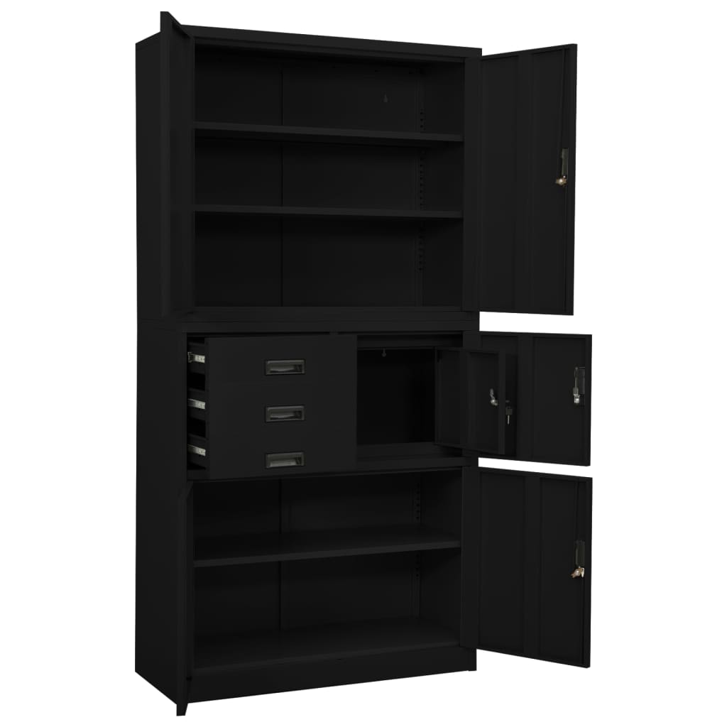 Armoire de bureau Noir 90x40x180 cm Acier - XIOS