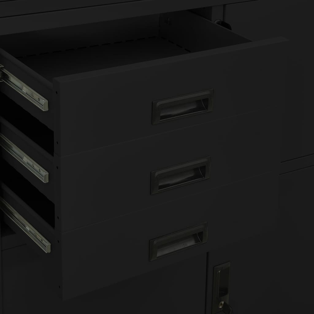 Armoire de bureau Noir 90x40x180 cm Acier - XIOS