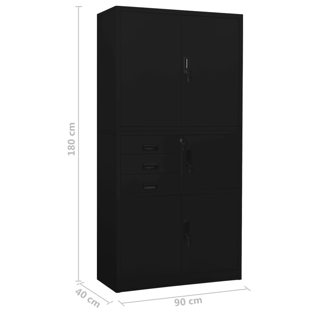 Armoire de bureau Noir 90x40x180 cm Acier - XIOS