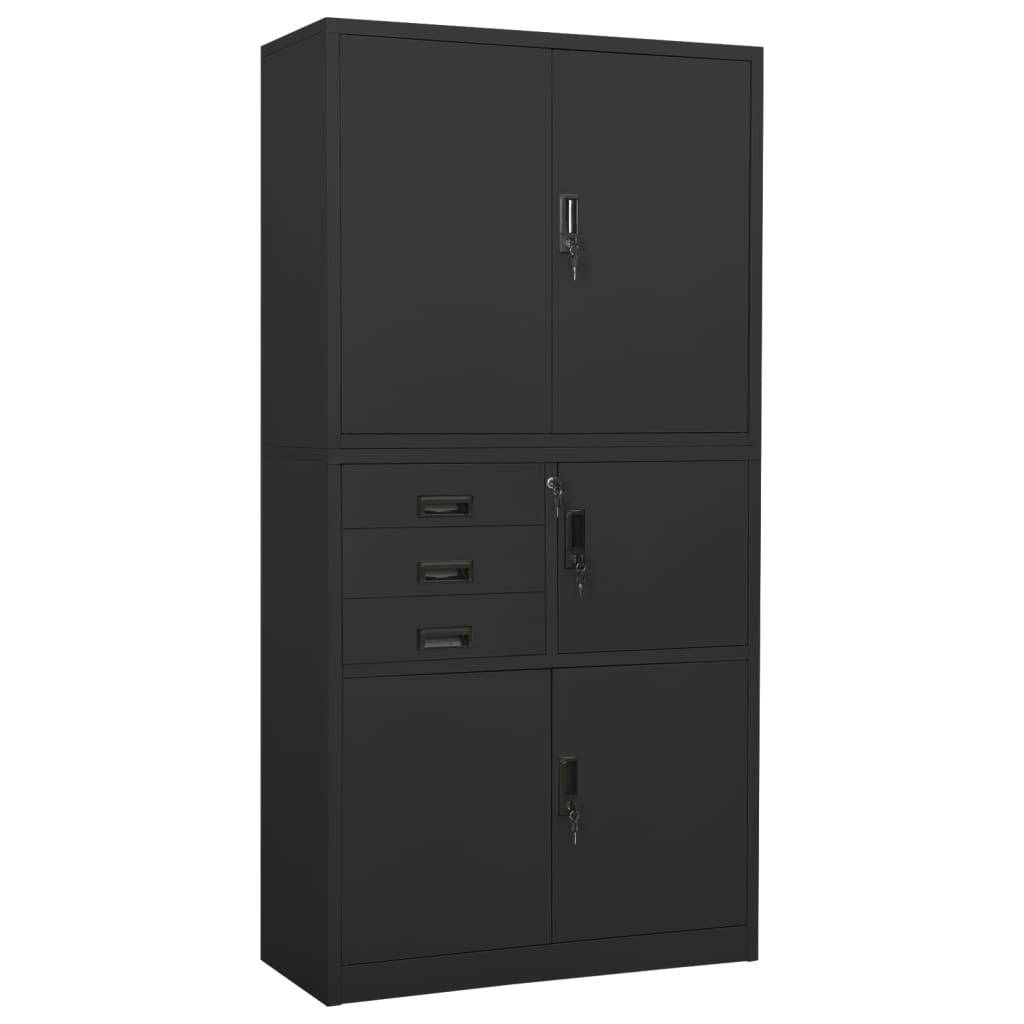 Armoire de bureau Anthracite 90x40x180 cm Acier - XIOS