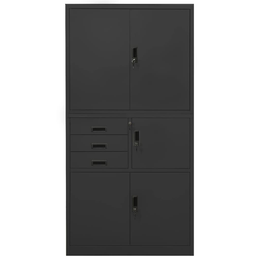 Armoire de bureau Anthracite 90x40x180 cm Acier - XIOS