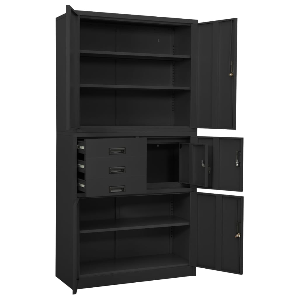 Armoire de bureau Anthracite 90x40x180 cm Acier - XIOS