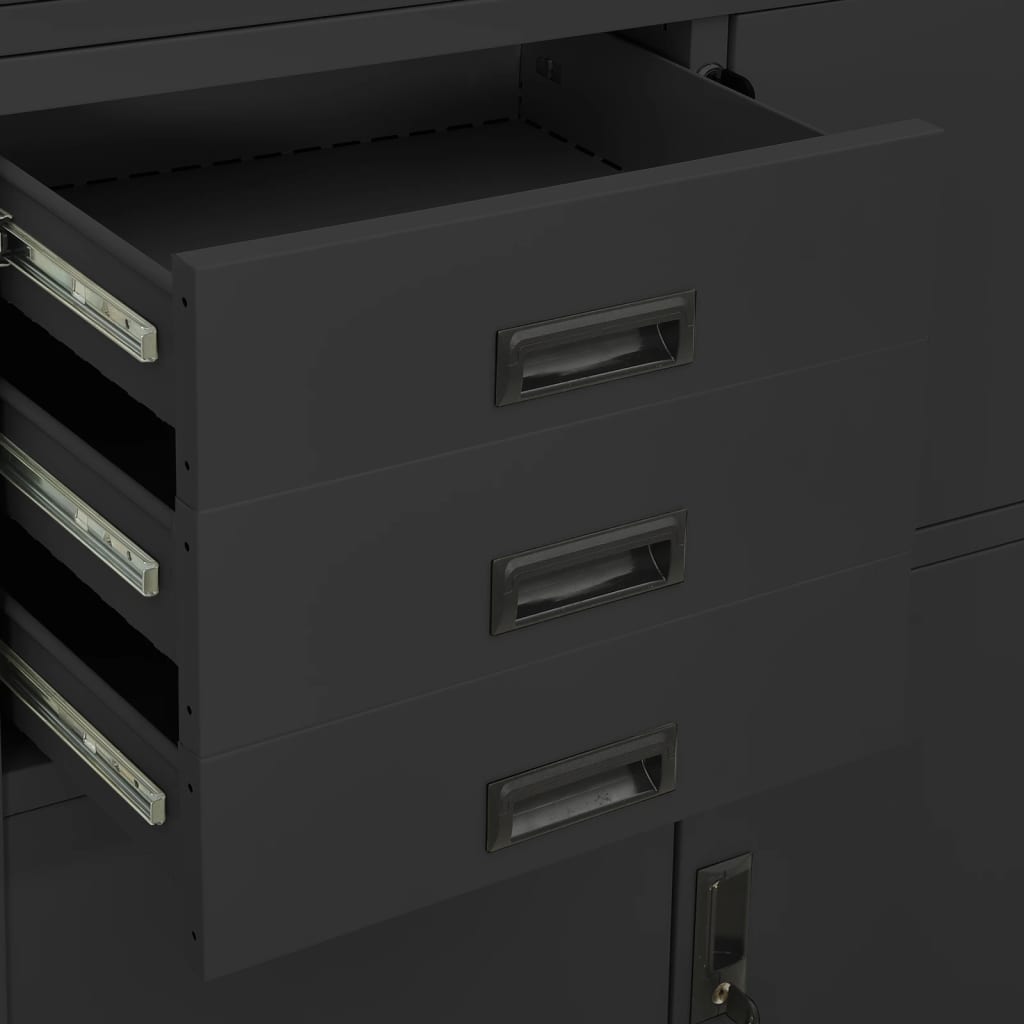 Armoire de bureau Anthracite 90x40x180 cm Acier - XIOS