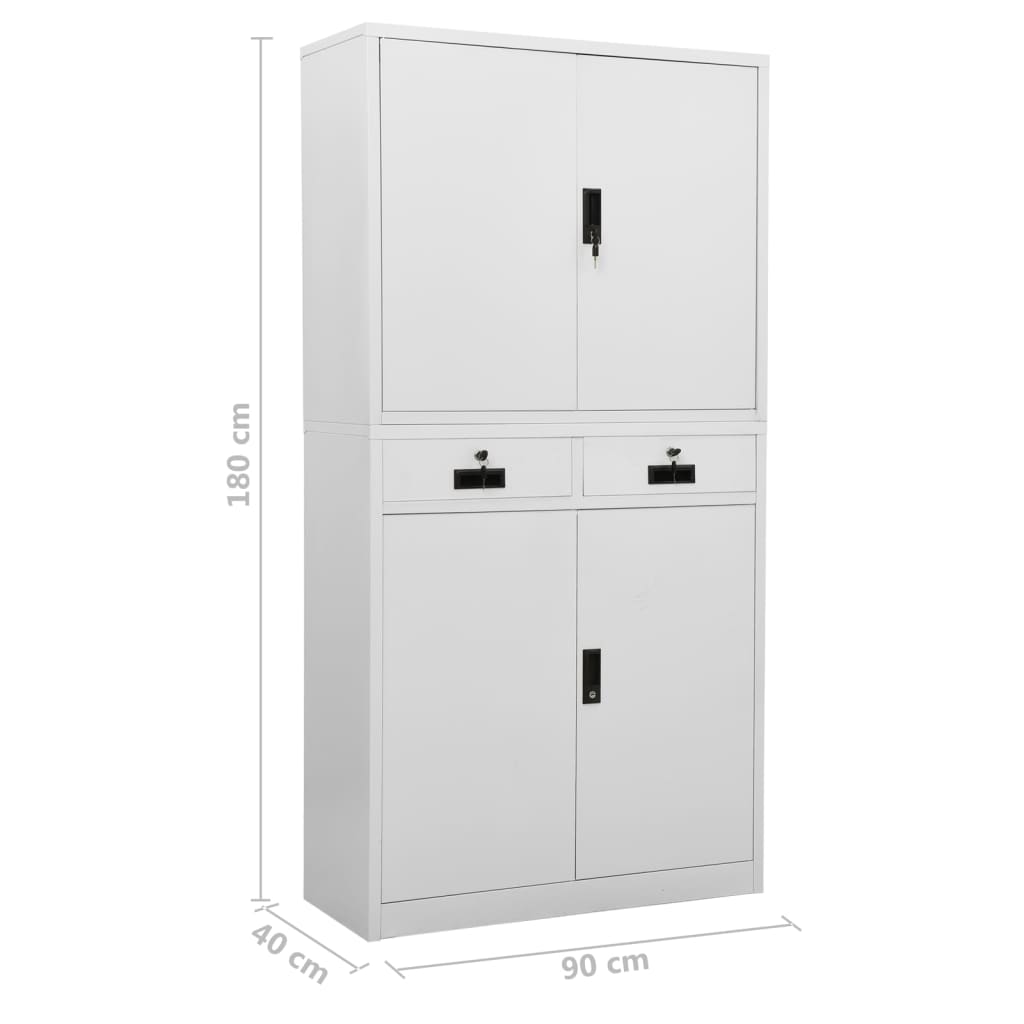 Armoire de bureau Gris clair 90x40x180 cm Acier - XIOS