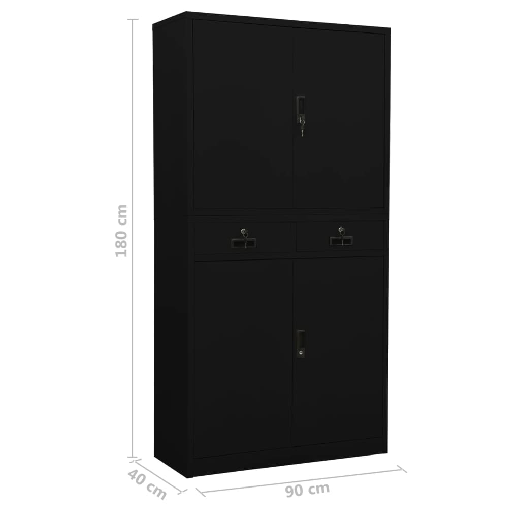 Armoire de bureau Noir 90x40x180 cm Acier - XIOS