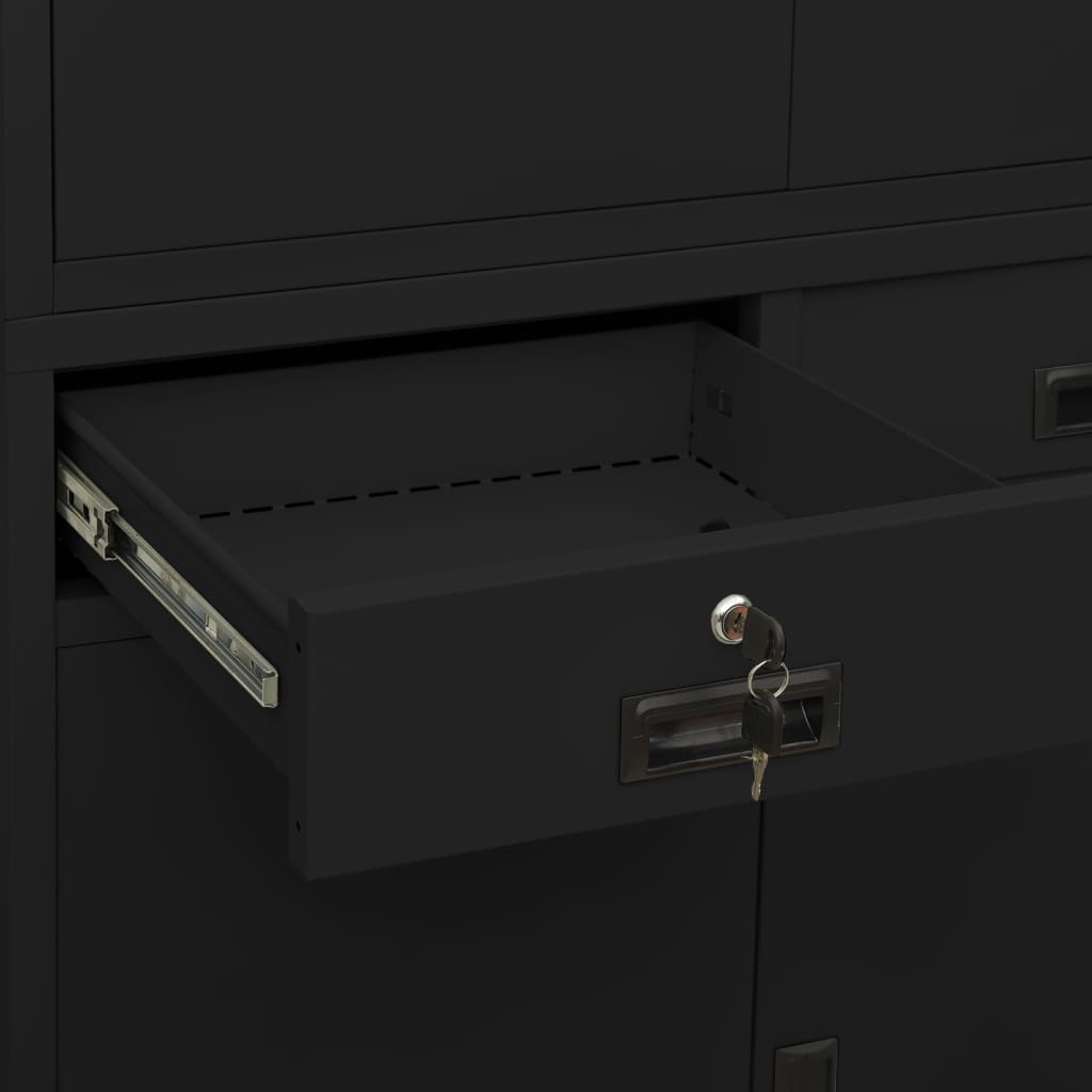 Armoire de bureau Noir 90x40x180 cm Acier - XIOS
