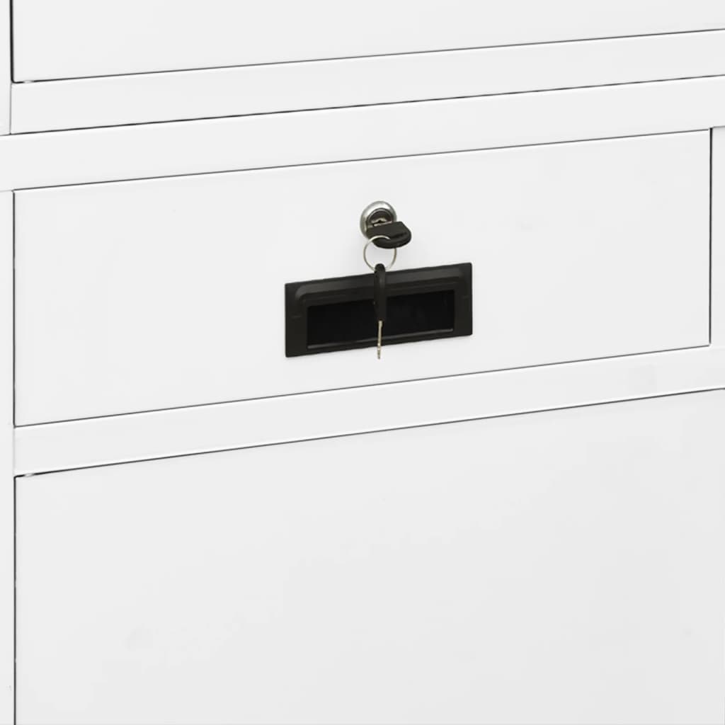 Armoire de bureau Blanc 90x40x180 cm Acier et verre trempé - XIOS