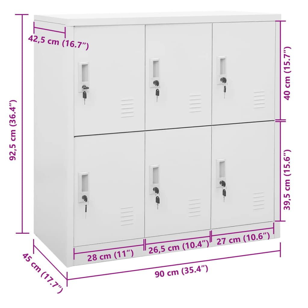 Armoire à casiers Gris clair 90x45x92,5 cm Acier - XIOS