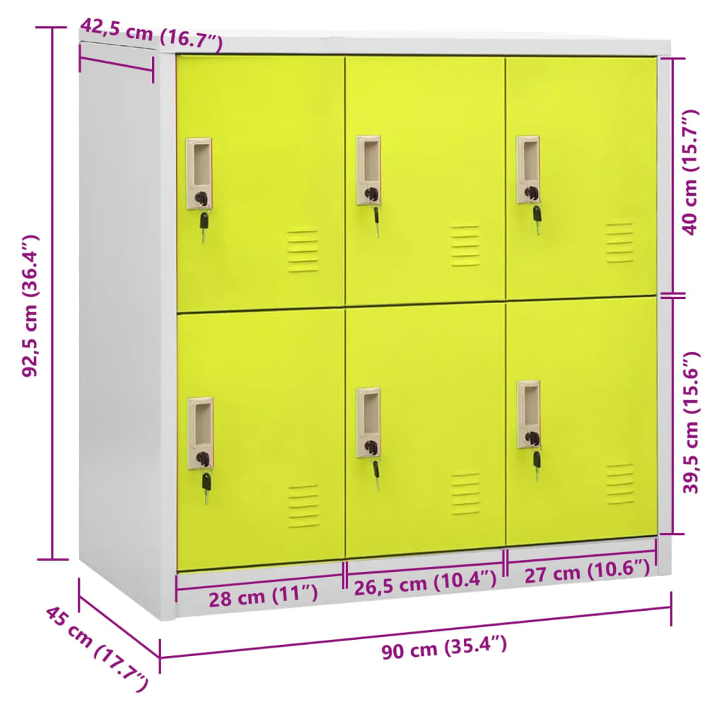 Armoire à casiers Gris clair et vert 90x45x92,5 cm Acier - XIOS