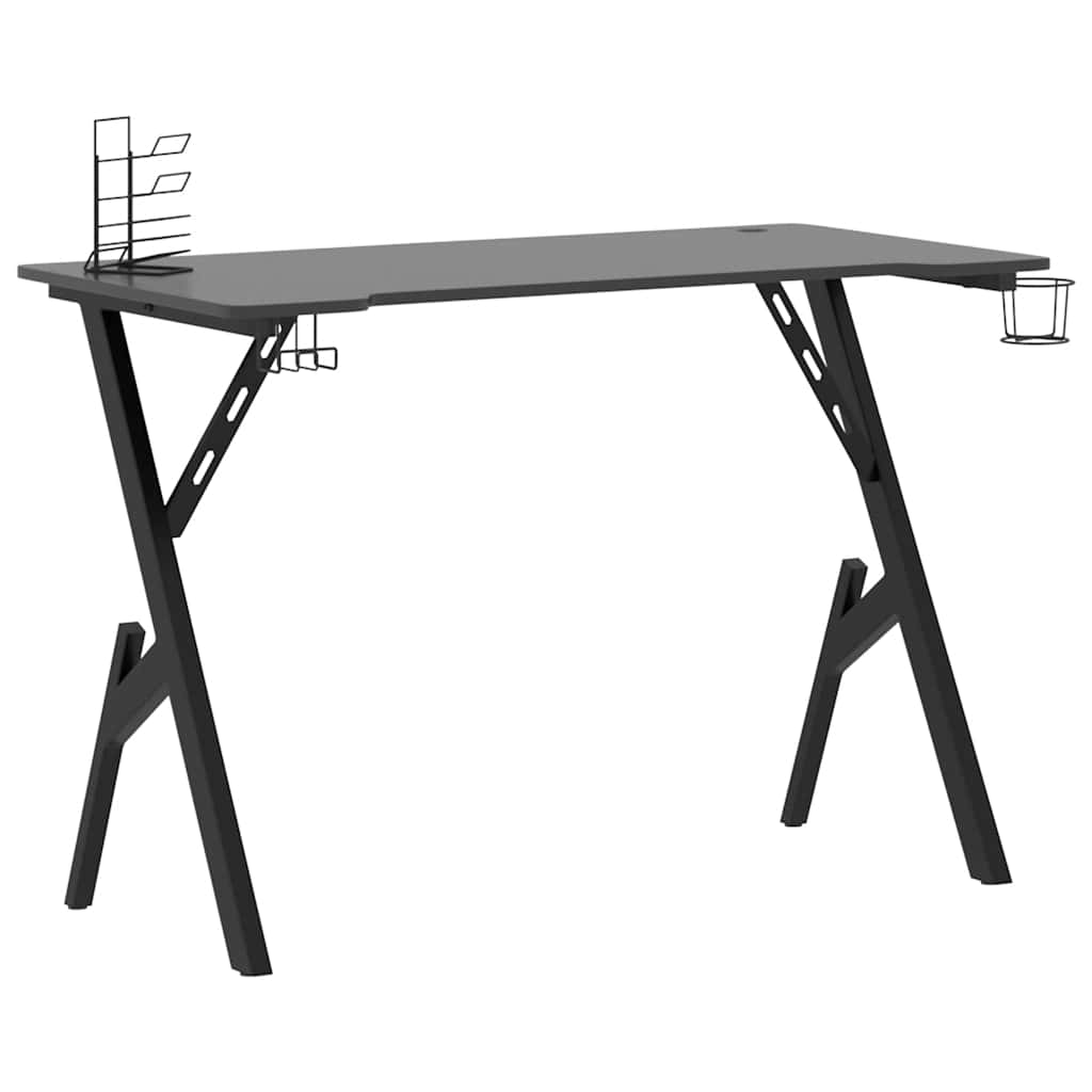 Bureau de jeu avec pieds en forme de Y Noir 110x60x75 cm