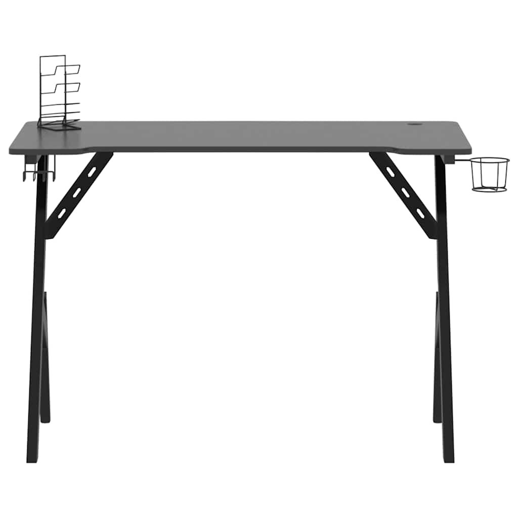 Bureau de jeu avec pieds en forme de Y Noir 110x60x75 cm