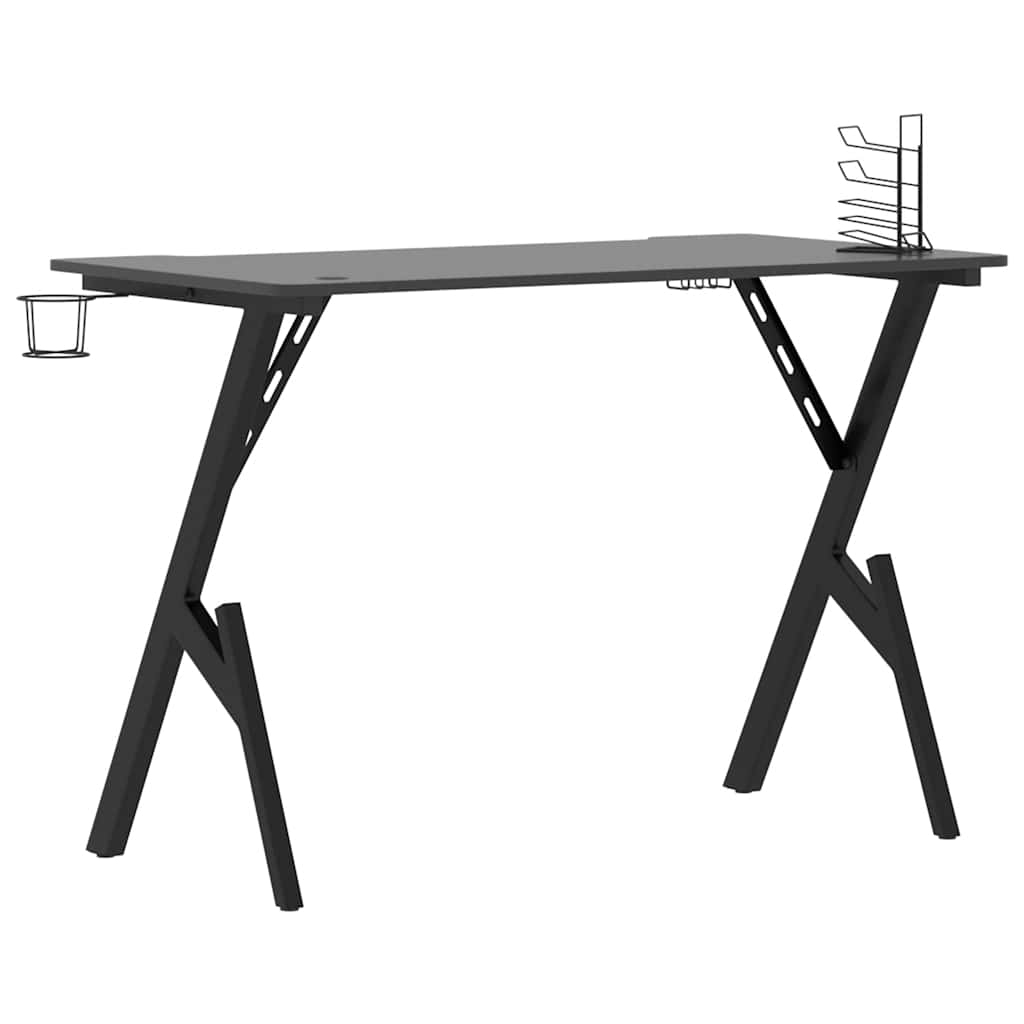 Bureau de jeu avec pieds en forme de Y Noir 110x60x75 cm