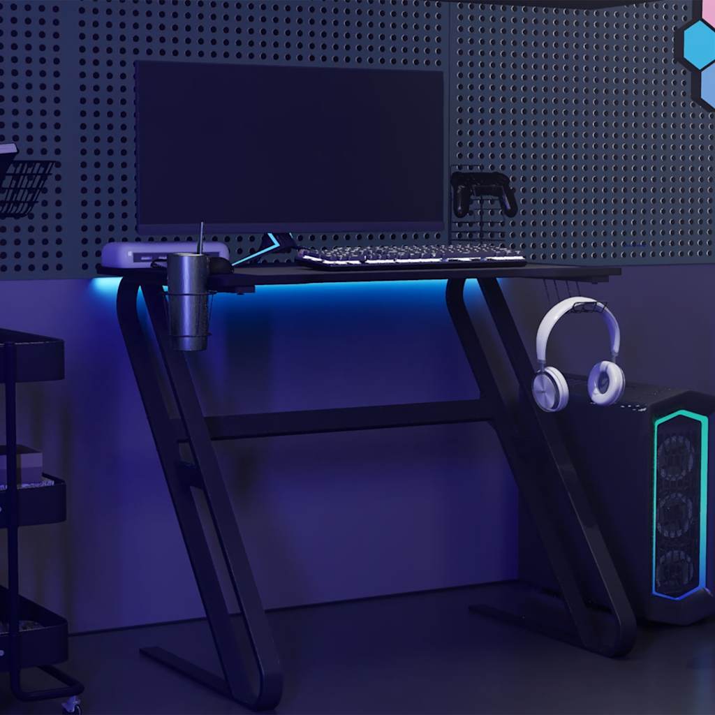Bureau de jeu avec pieds en forme de ZZ Noir 90x60x75 cm - XIOS