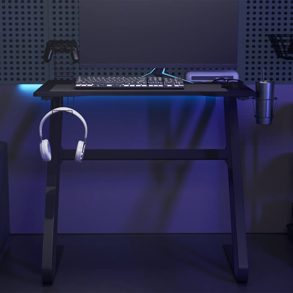 Bureau de jeu avec pieds en forme de ZZ Noir 90x60x75 cm - XIOS