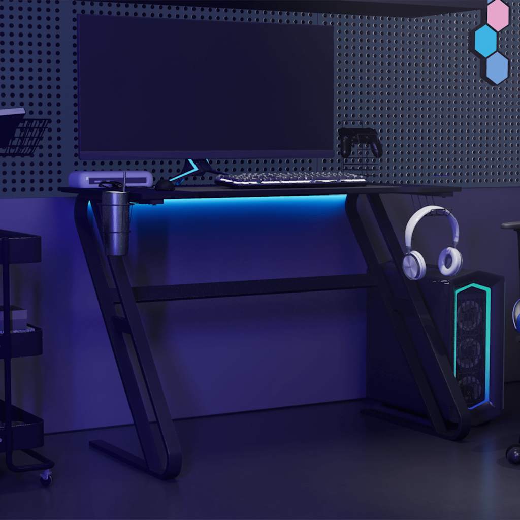 Bureau de jeu avec pieds en forme de ZZ Noir 110x60x75 cm - XIOS