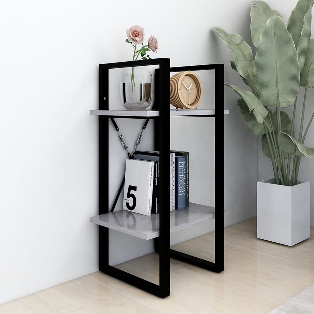 Bibliothèque à 2 niveaux gris béton 40x30x70 cm bois ingénierie - XIOS