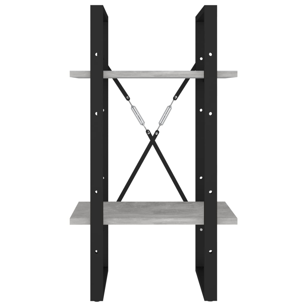 Bibliothèque à 2 niveaux gris béton 40x30x70 cm bois ingénierie - XIOS