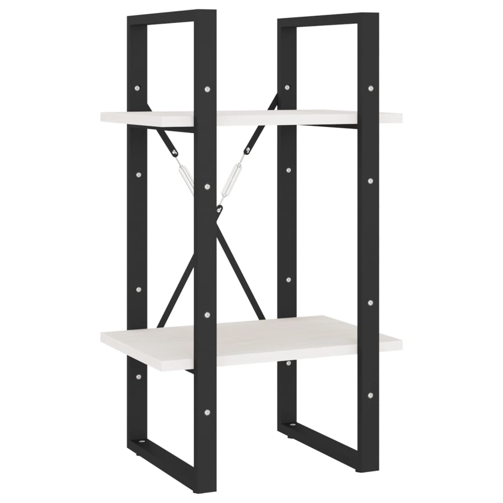 Bibliothèque à 2 niveaux Blanc 40x30x70 cm Bois de pin massif - XIOS