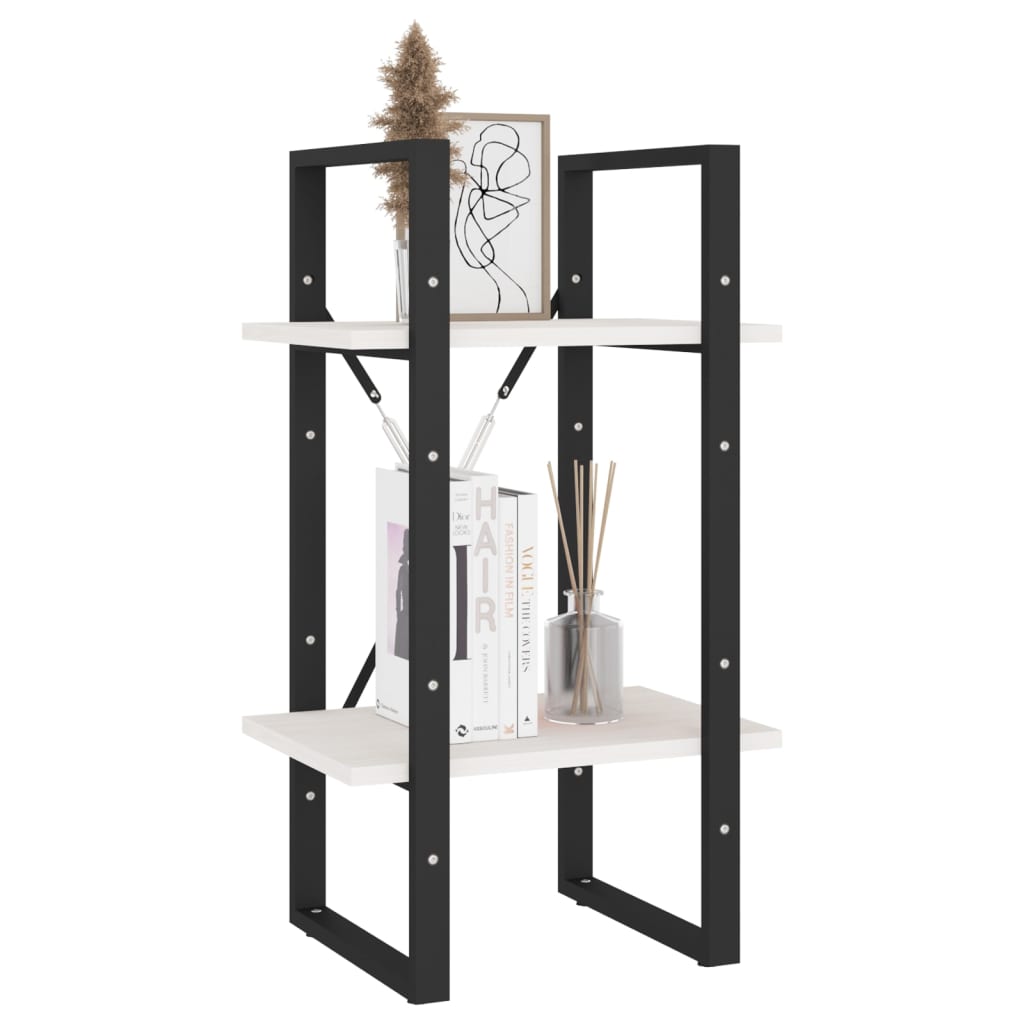 Bibliothèque à 2 niveaux Blanc 40x30x70 cm Bois de pin massif - XIOS