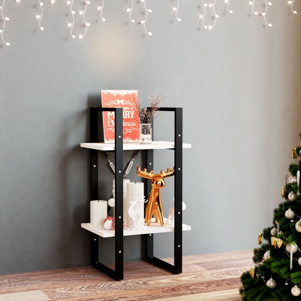 Bibliothèque à 2 niveaux Blanc 40x30x70 cm Bois de pin massif - XIOS