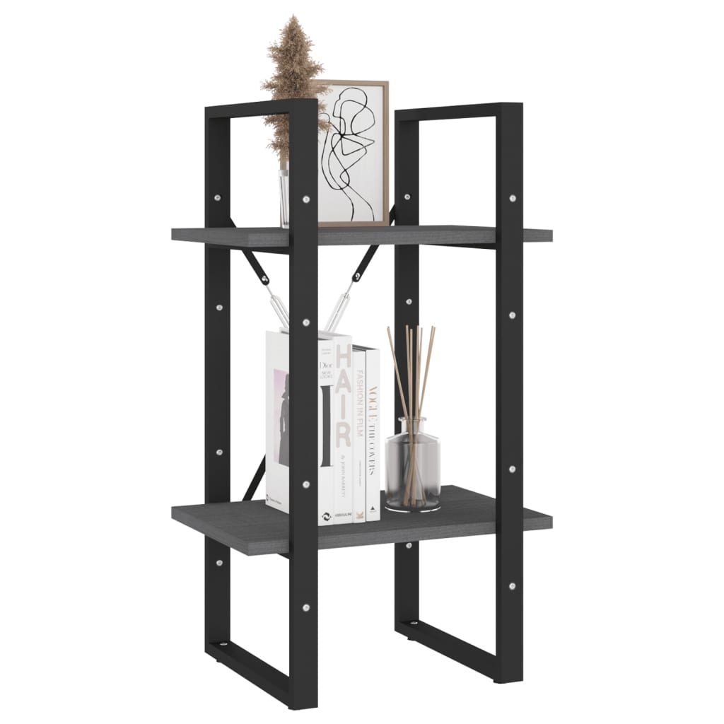 Bibliothèque à 2 niveaux Gris 40x30x70 cm Bois de pin massif - XIOS