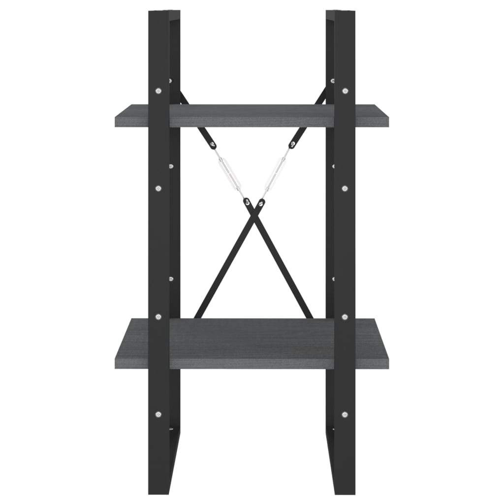 Bibliothèque à 2 niveaux Gris 40x30x70 cm Bois de pin massif - XIOS