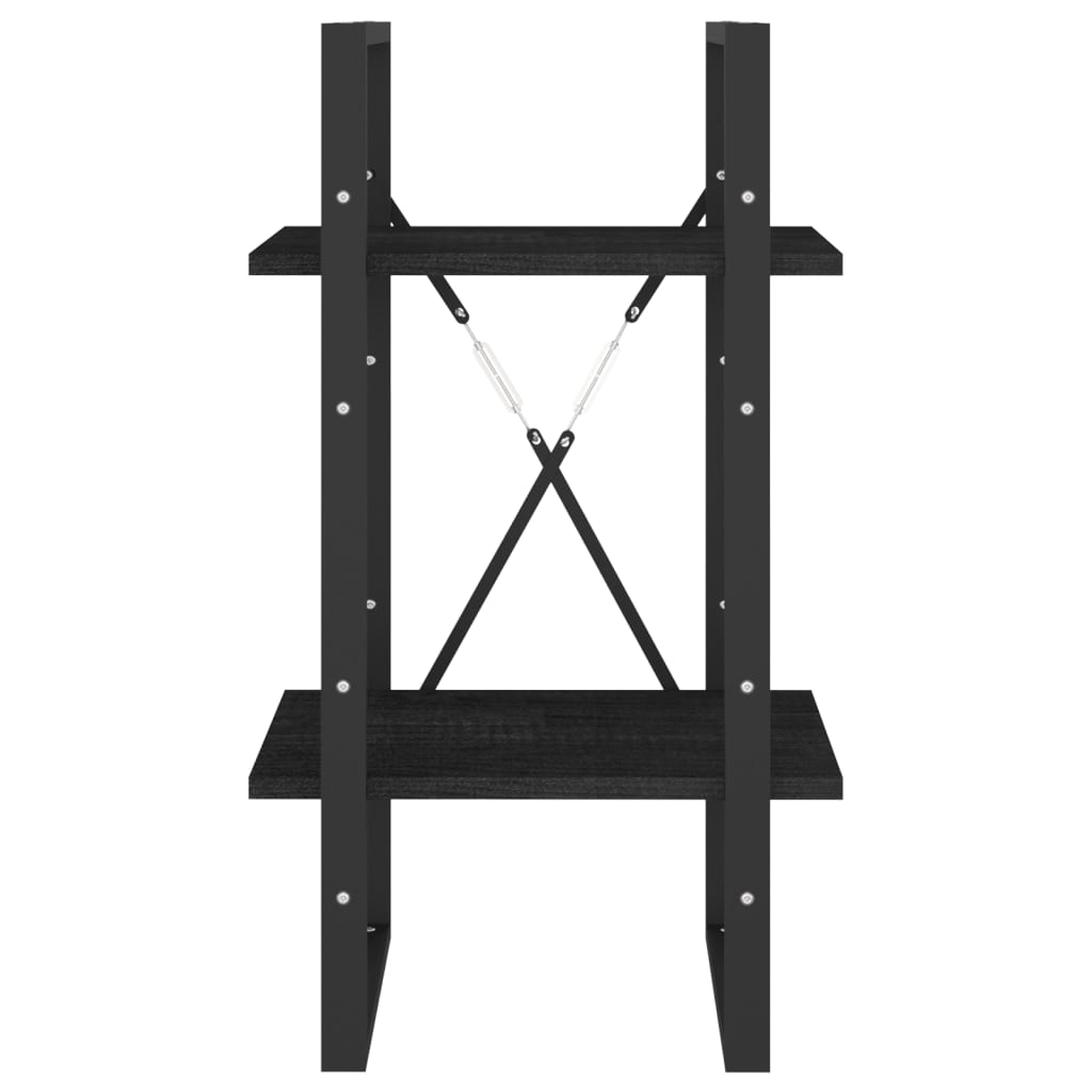 Bibliothèque à 2 niveaux Noir 40x30x70 cm Bois de pin massif - XIOS