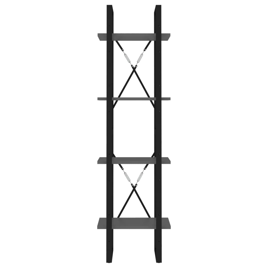 Bibliothèque à 4 niveaux gris 40x30x140 cm bois d'ingénierie - XIOS