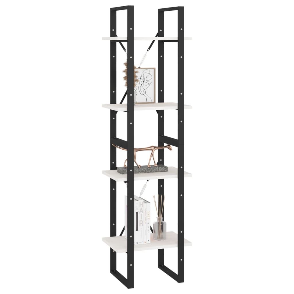 Bibliothèque à 4 niveaux blanc 40x30x140 cm bois de pin massif - XIOS