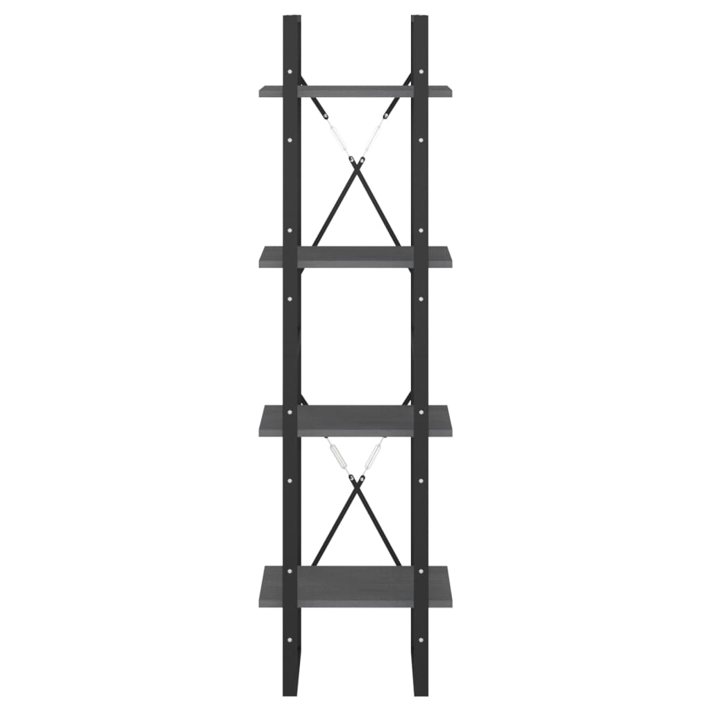 Bibliothèque à 4 niveaux Gris 40x30x140 cm Bois de pin massif - XIOS