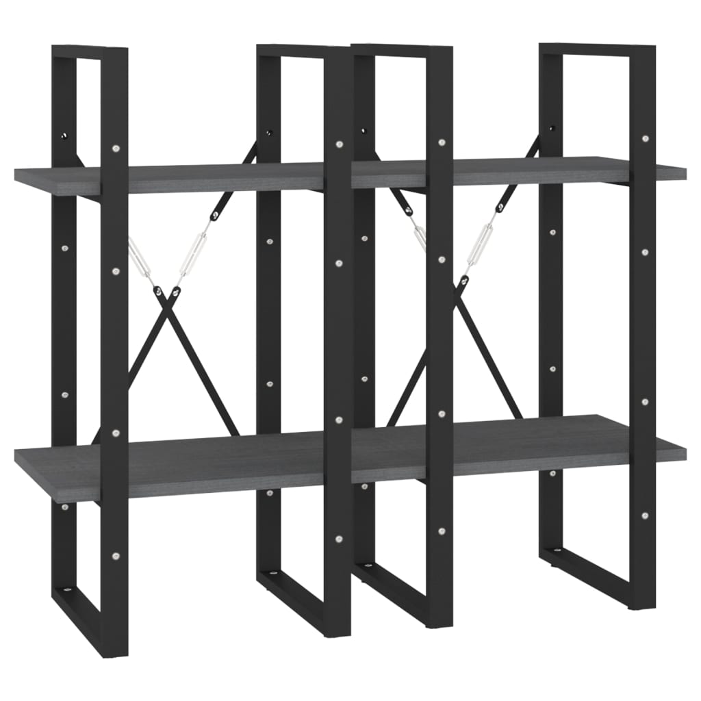 Bibliothèque à 4 niveaux Gris 40x30x140 cm Bois de pin massif - XIOS