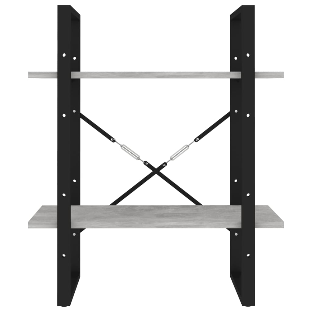 Bibliothèque à 2 niveaux Gris béton 60x30x70 cm bois ingénierie - XIOS