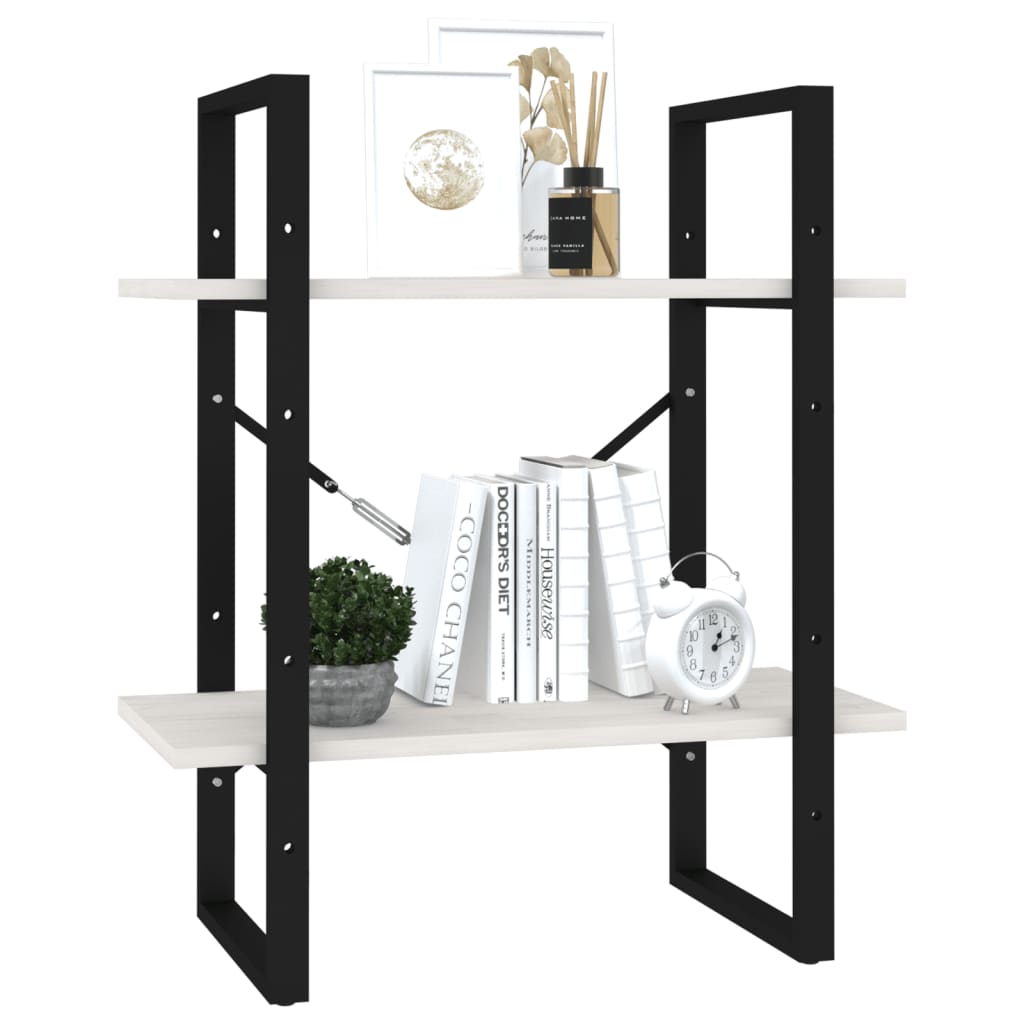 Bibliothèque à 2 niveaux Blanc 60x30x70 cm Bois de pin massif - XIOS