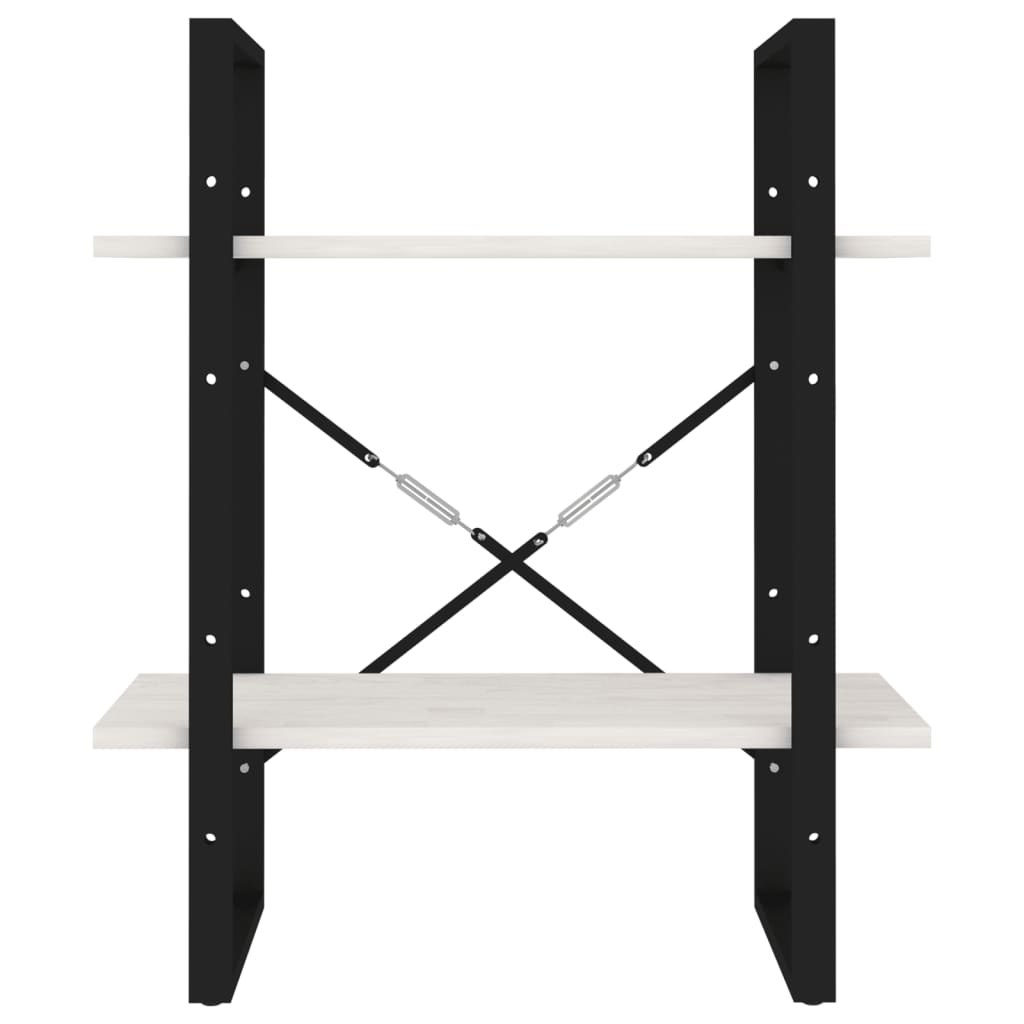 Bibliothèque à 2 niveaux Blanc 60x30x70 cm Bois de pin massif - XIOS