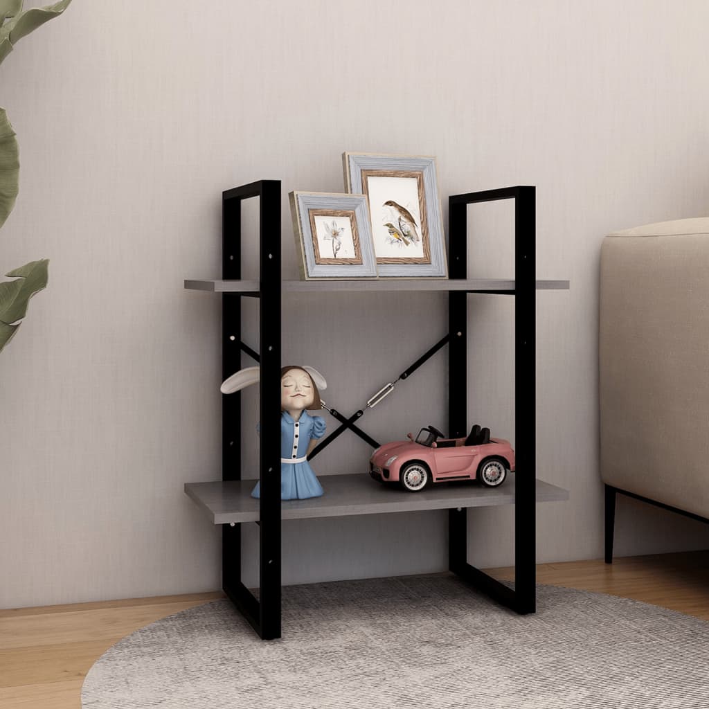 Bibliothèque à 2 niveaux Gris 60x30x70 cm Bois de pin massif - XIOS