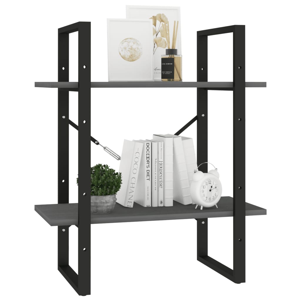 Bibliothèque à 2 niveaux Gris 60x30x70 cm Bois de pin massif - XIOS