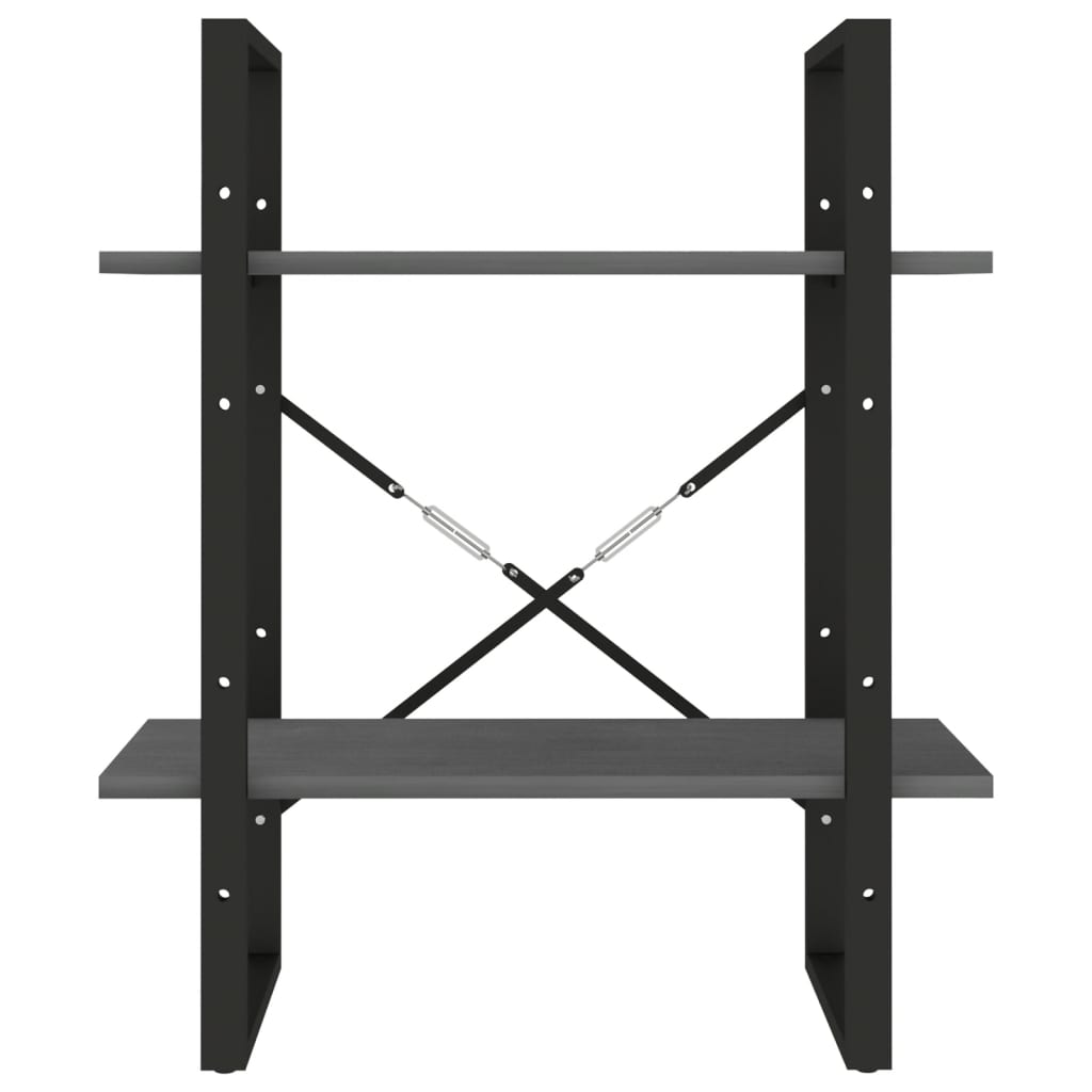 Bibliothèque à 2 niveaux Gris 60x30x70 cm Bois de pin massif - XIOS