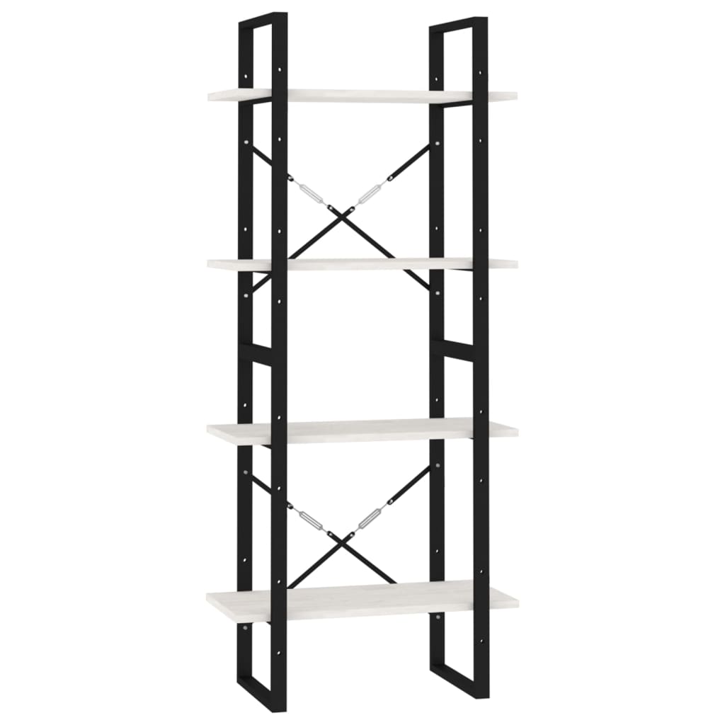 Bibliothèque à 4 niveaux Blanc 60x30x140 cm Bois de pin massif - XIOS