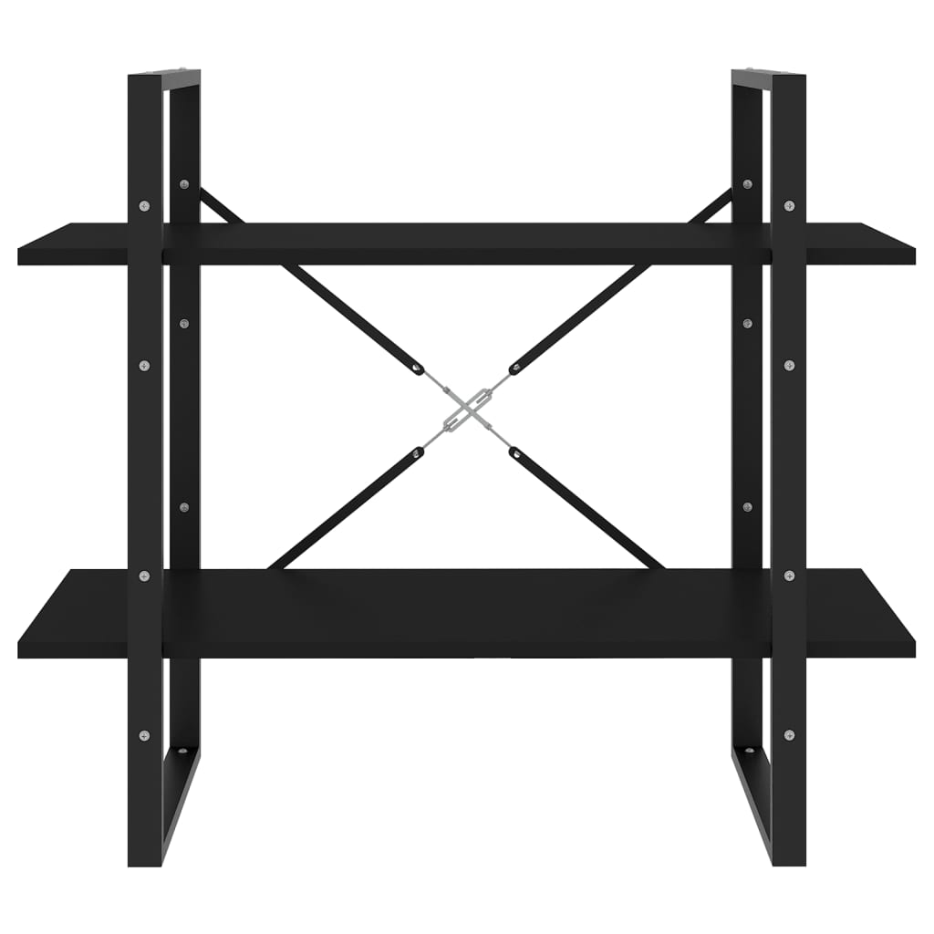 Bibliothèque à 2 niveaux Noir 80x30x70 cm bois d'ingénierie - XIOS