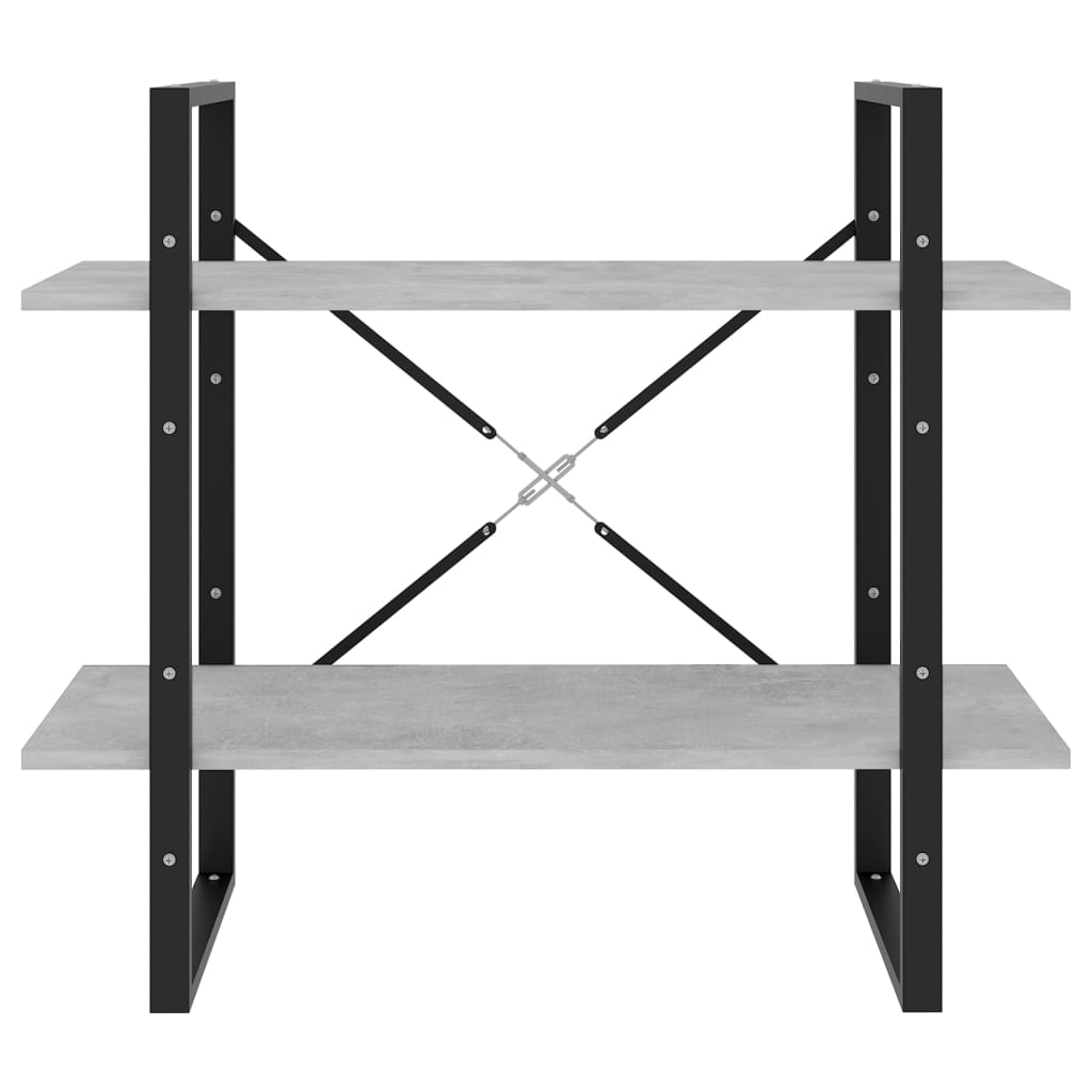 Bibliothèque à 2 niveaux Gris béton 80x30x70 cm bois ingénierie - XIOS