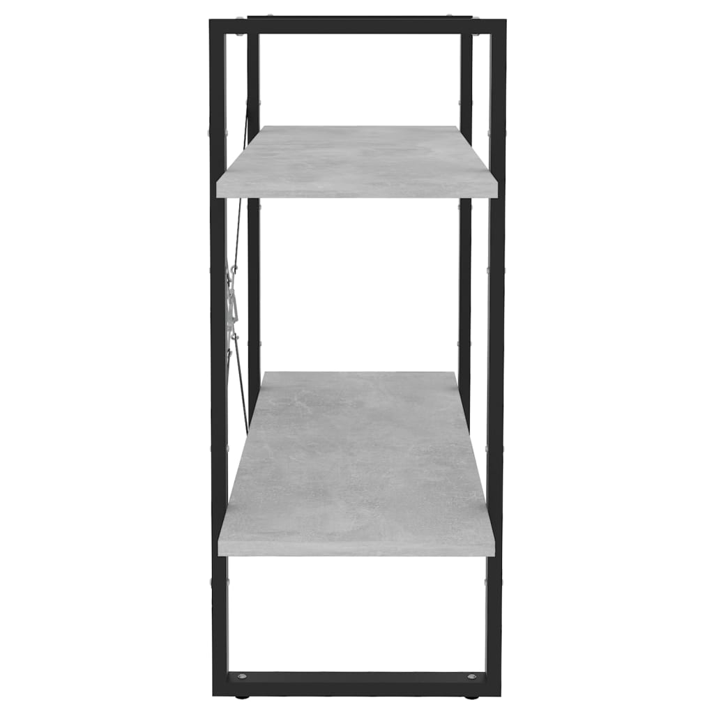 Bibliothèque à 2 niveaux Gris béton 80x30x70 cm bois ingénierie - XIOS