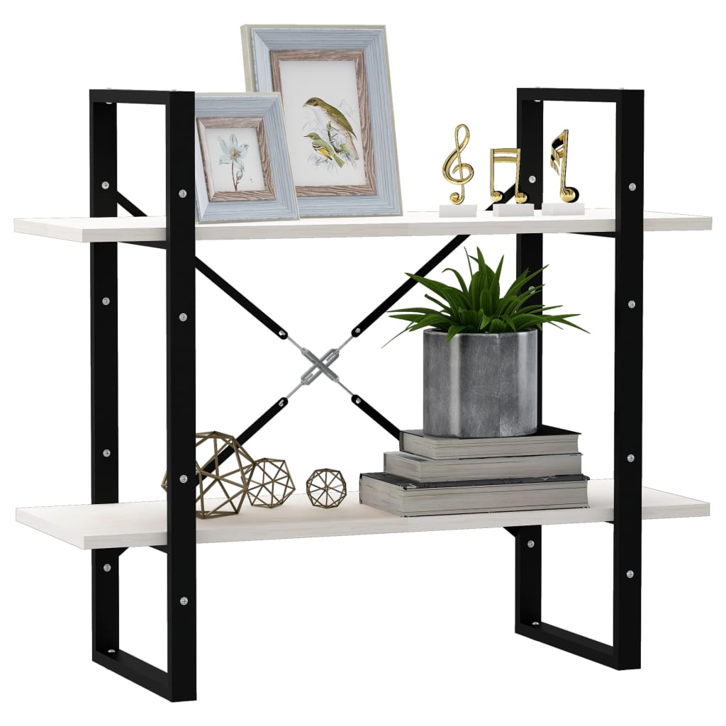 Bibliothèque à 2 niveaux Blanc 80x30x70 cm Bois de pin massif - XIOS