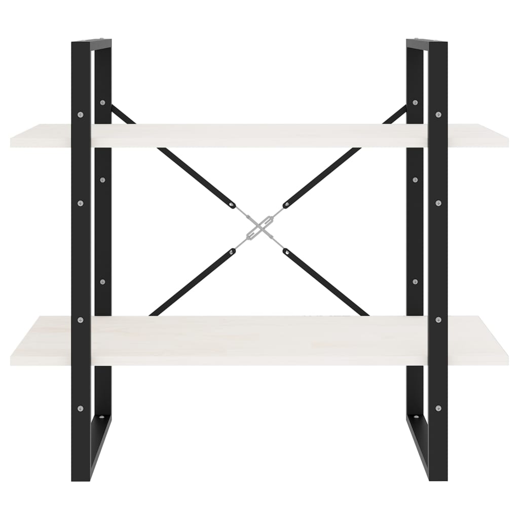 Bibliothèque à 2 niveaux Blanc 80x30x70 cm Bois de pin massif - XIOS