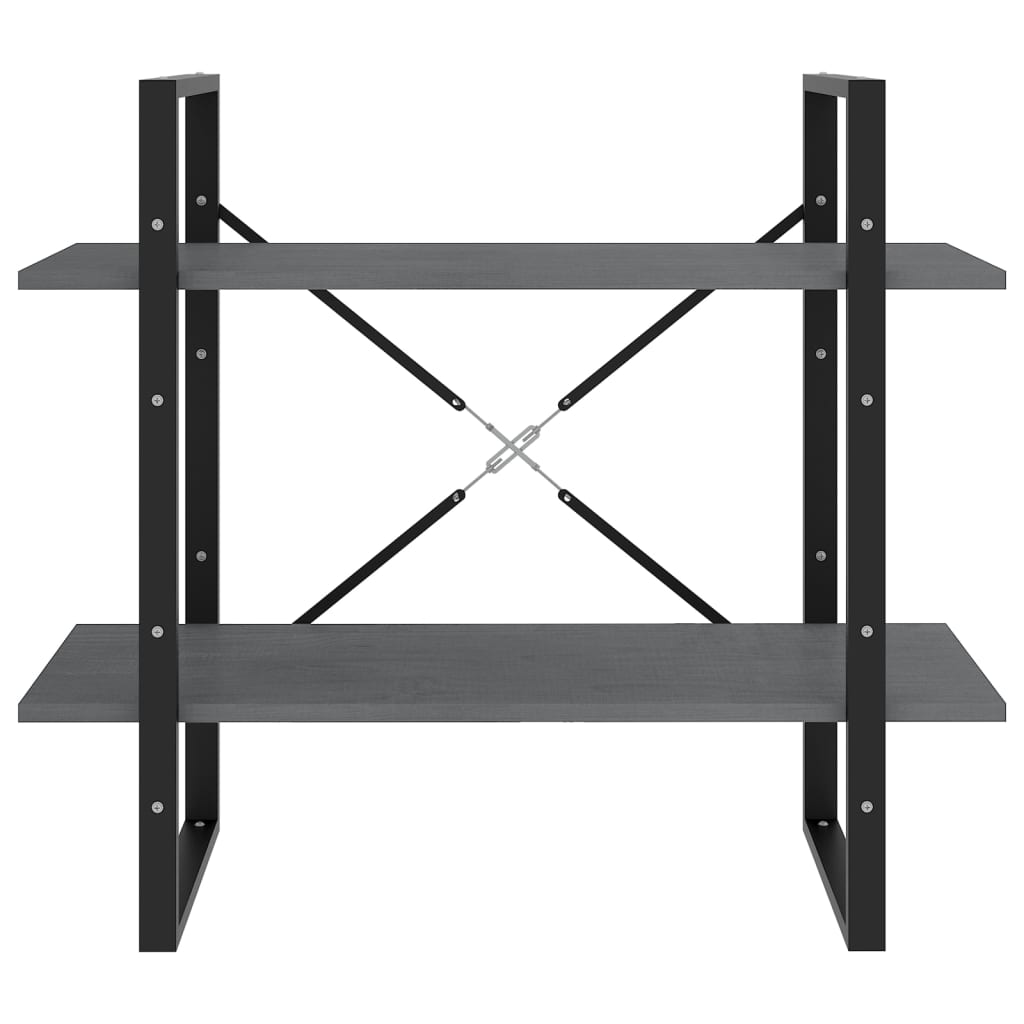 Bibliothèque à 2 niveaux Gris 80x30x70 cm Bois de pin massif - XIOS