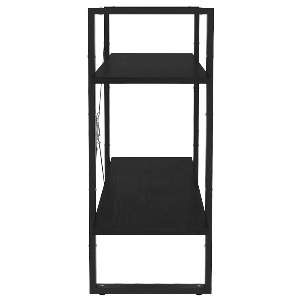 Bibliothèque à 2 niveaux Noir 80x30x70 cm Bois de pin massif - XIOS